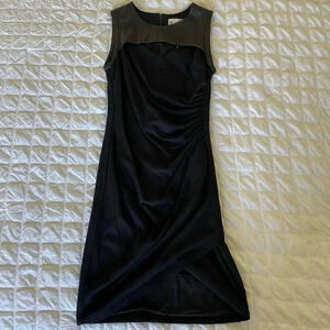 Sea New York wool leather trim ruched mini dress